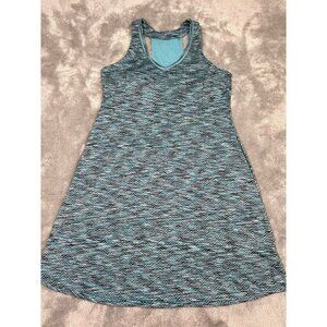 MPG Swim Dress Womens Extra Large Blue Teal Black Pocket Built In Bra Active